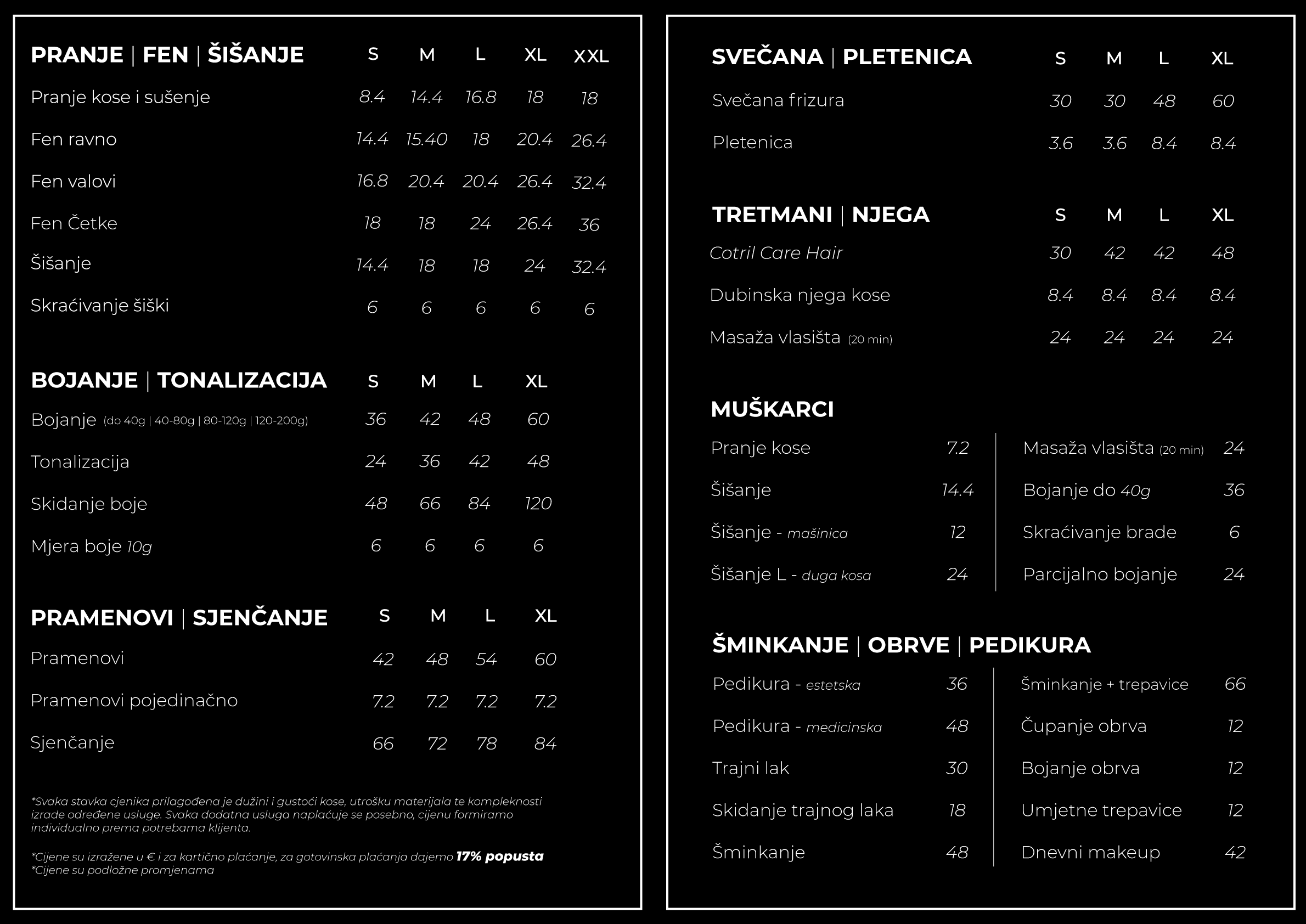 Mara Hair Lounge Cjenik 2026